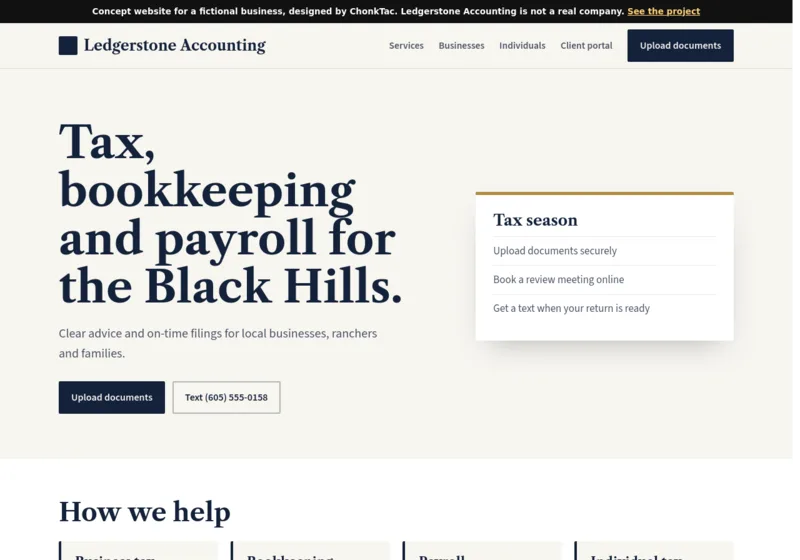 Concept website for Ledgerstone Accounting